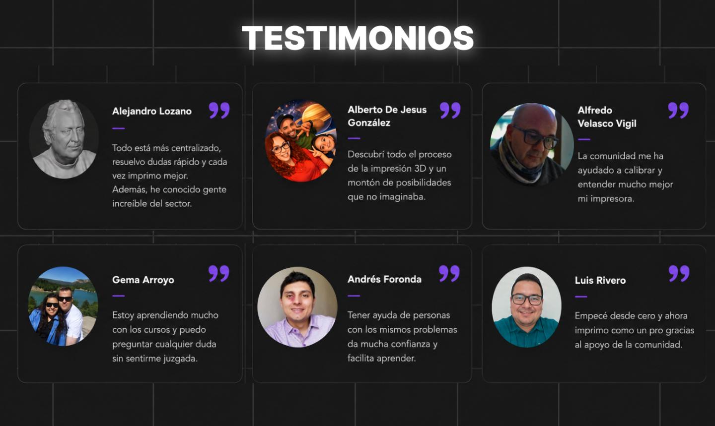 Testimonios reales de miembros de la comunidad Aprende3D